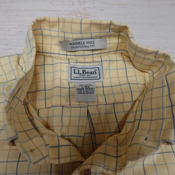 L.L.Bean Wrinkle-Free Button-Down Shirt Men’s XXL Yellow Plaid Traditional Fit - Picture 2 of 6